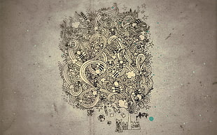 black and white clipart HD wallpaper