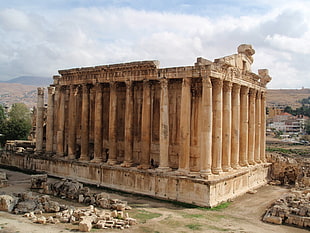 gray ruins, ruin, Baalbek, Lebanon, pillar HD wallpaper