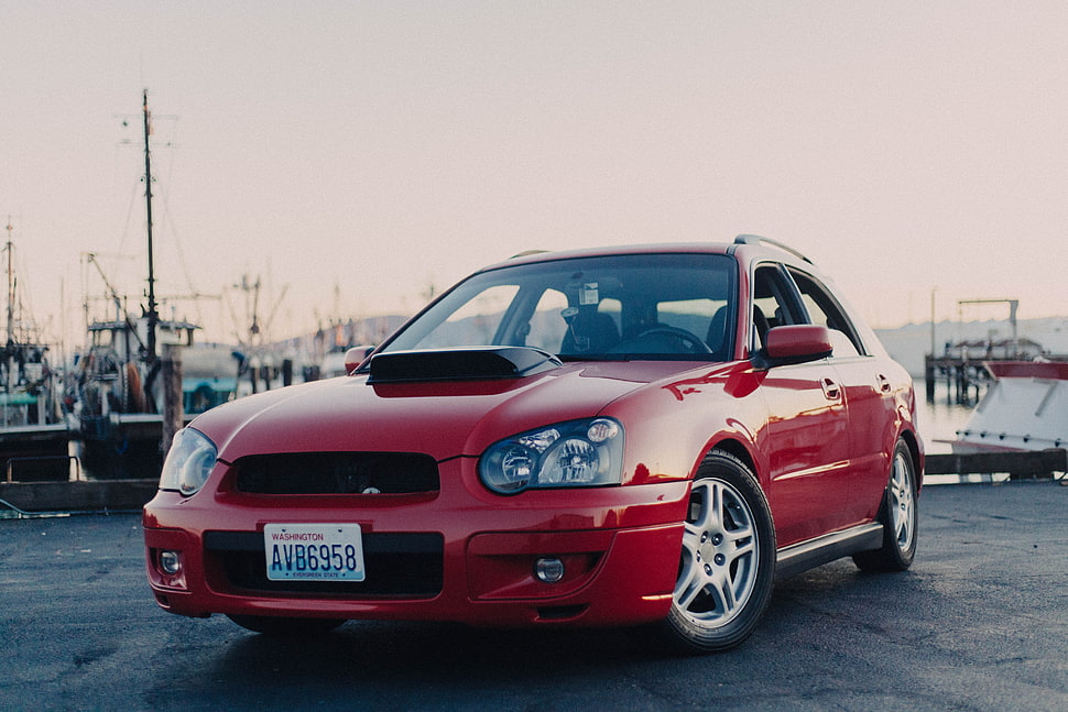 red sedan, Auto, Red, Side view HD wallpaper