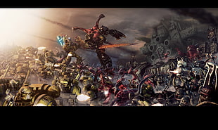 red robot digital wallpaper, Warhammer 40,000, WH40K, space marines, Chaos