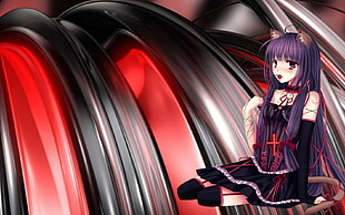 purple hair girl anime HD wallpaper