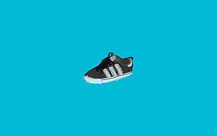 unpaired black adidas low-top sneaker, anime, shoes, Adidas, minimalism