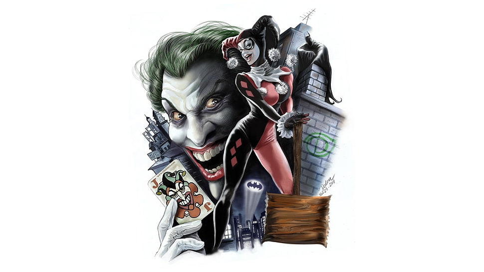 Harley Quinn and The Joker artwork HD wallpaper