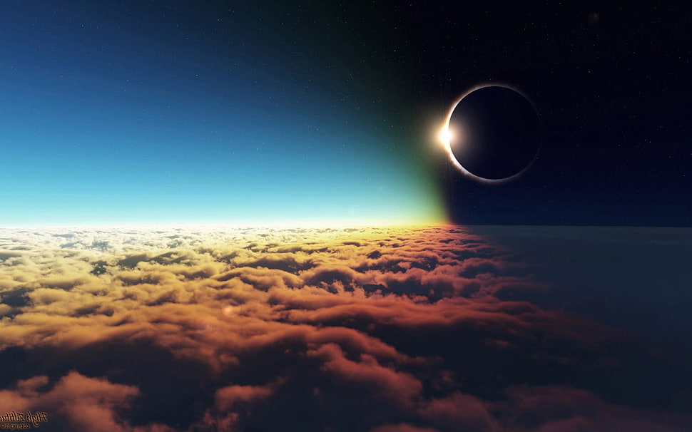 gray clouds, space, planet, clouds HD wallpaper