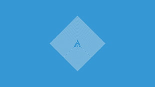 white and blue labeled box, Archlinux, Linux, minimalism