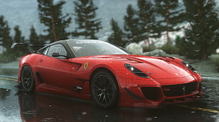 red Ferrari sports car, Driveclub, car, race cars, video games