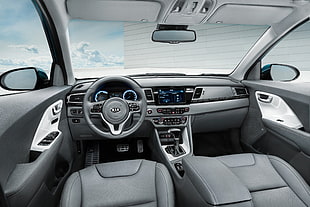 gray Kia vehicle interior HD wallpaper