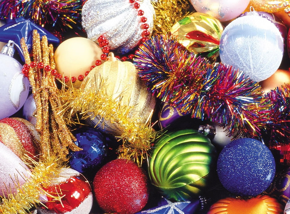 assorted colored baubles HD wallpaper