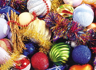 assorted colored baubles