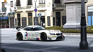 white Mercedes-Benz sedan, car, race cars, BMW, BMW Z4 GT3