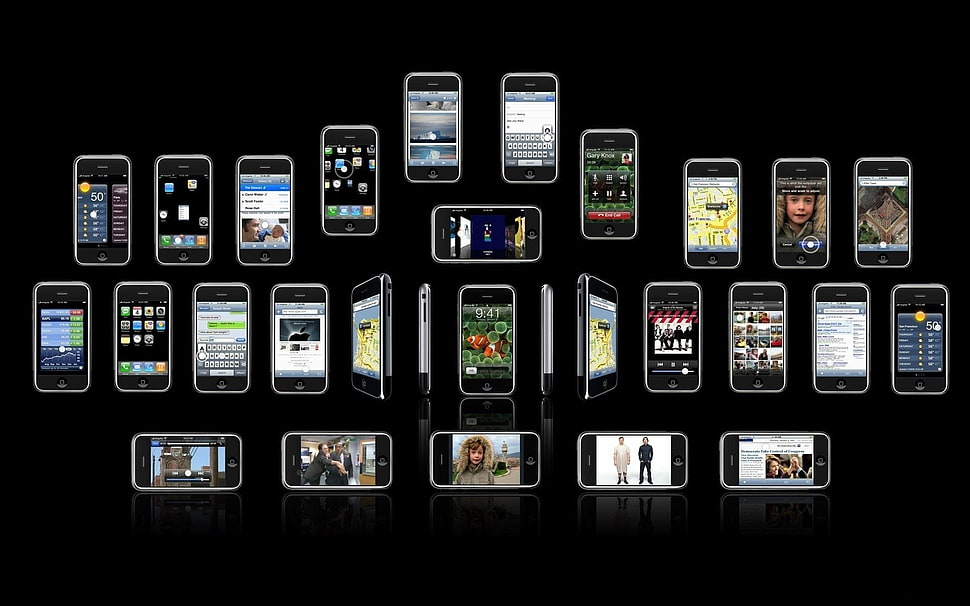 assorted iPhone products, technology, iPhone, Apple Inc., collage HD wallpaper