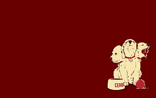 Ceberus dog illustration, minimalism, Cerberus , dog, humor HD wallpaper