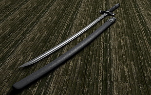 black katana sword, katana, sword, weapon