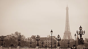 antique photography of Eiffel tower, Paris, France