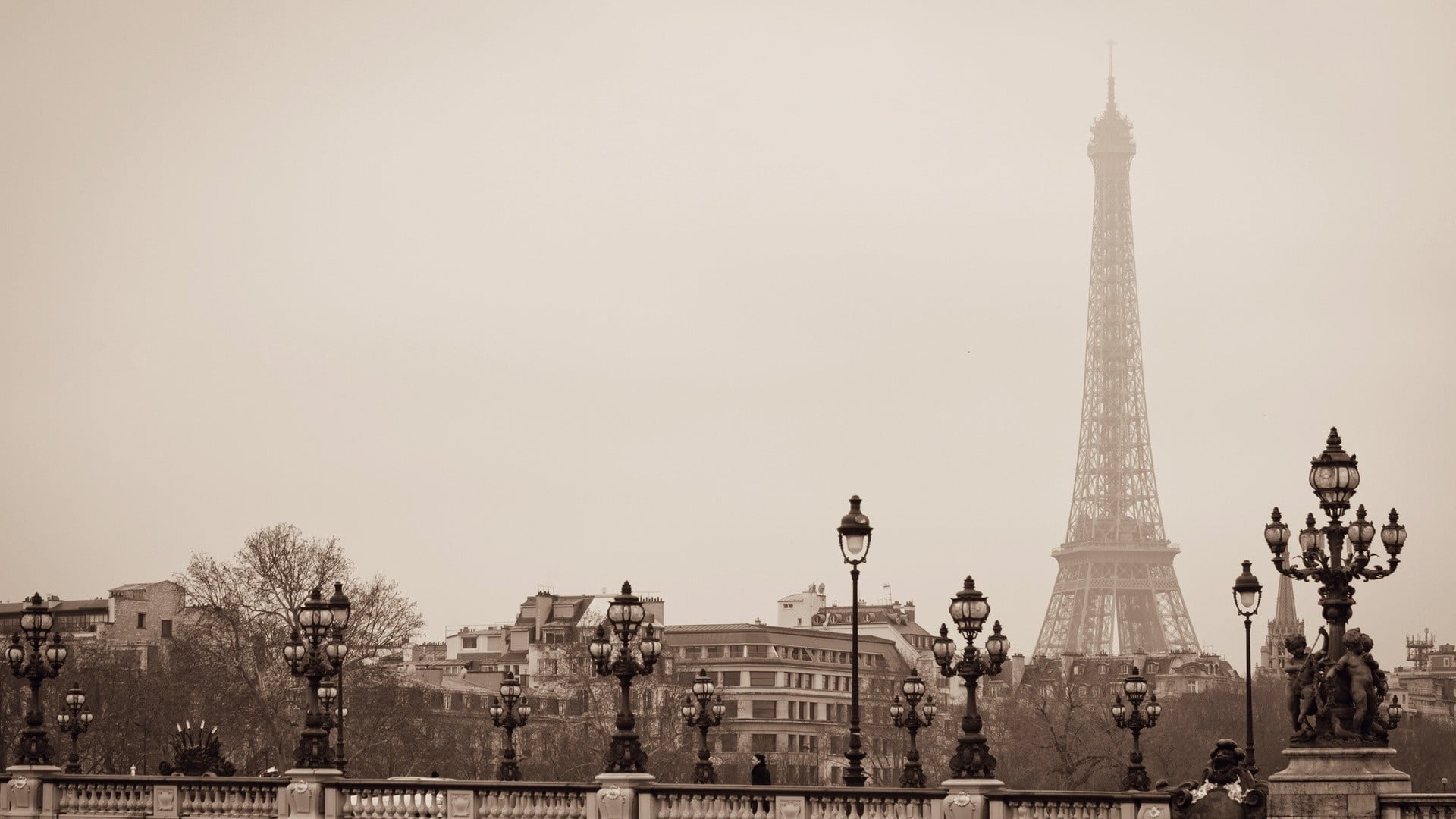 Antique Photography Of Eiffel Tower Paris France Hd Wallpaper
