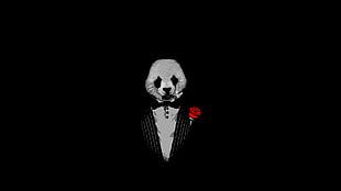 pand wearing suit digital wallpaper, panda, The Godfather, black