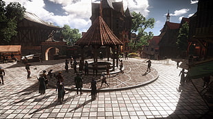 round brown wooden pergola, The Witcher 3: Wild Hunt, video games