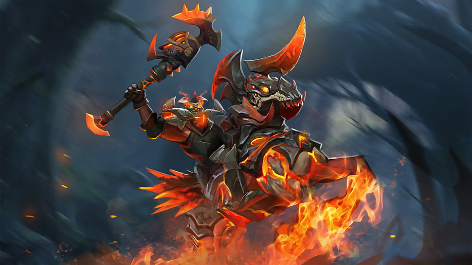orange and gray Shadow fiend Dota 2 3D wallpaper, Dota 2, Loading screen HD wallpaper