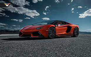 orange sport car, Vorsteiner, Lamborghini, Lamborghini Aventador, Lamborghini Aventador Zaragoza HD wallpaper