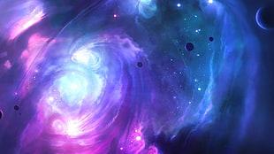 nebula graphic wallpaper, space, planet, Moon, galaxy