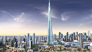 Burj Khalifa during daytime in Animated illustration