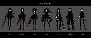Vocaloid 7 character illustration, Vocaloid, Hatsune Miku, Megurine Luka, Meiko