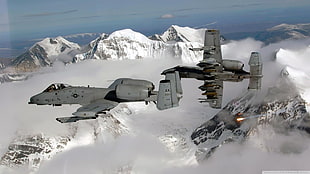two gray fighter planes, Fairchild Republic A-10 Thunderbolt II, military, military aircraft, USA