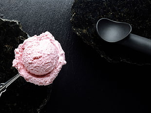 strawberry ice cream on scoop