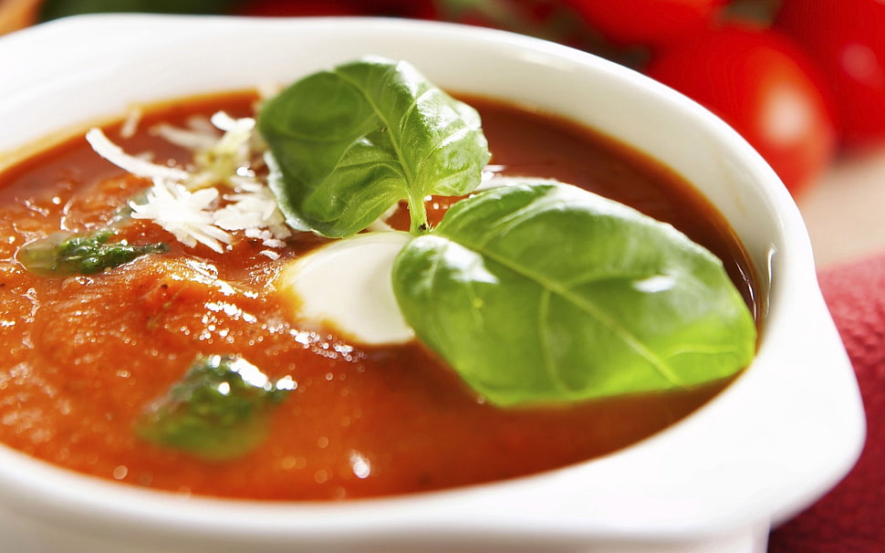 shallow focus photography of red soup HD wallpaper