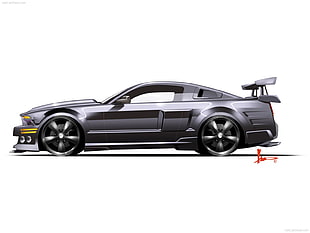 gray coupe in white background illustration