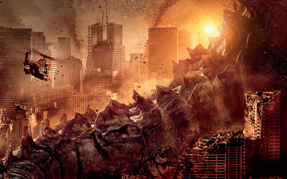 Gozilla 3D illustration HD wallpaper