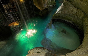 underground river, waterfall, river, canyon, Slovenia HD wallpaper