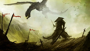 movie character illustration, fantasy art, dragon