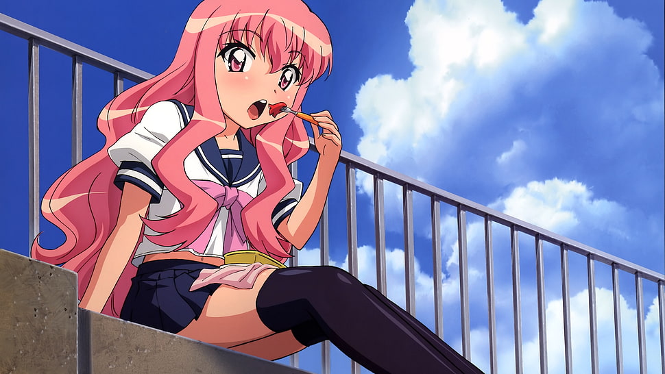 woman in school uniform anime character illustration HD wallpaper