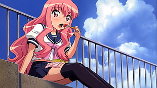 woman in school uniform anime character illustration