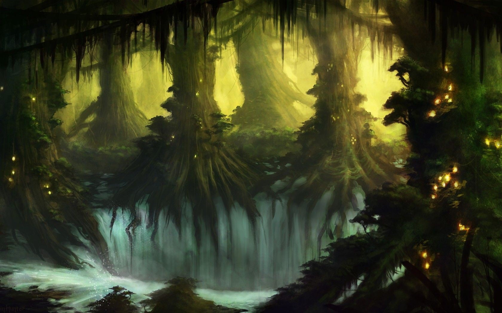 Forest illustration, fantasy art, digital art, artwork, trees HD