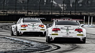 white racing cards, BMW M3 , racing, race cars