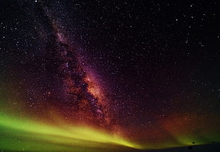 northern lights, space, Milky Way, nature