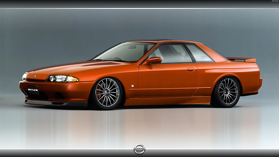 orange Nissan coupe screenshot, Nissan Skyline, Nissan, orange cars, car HD wallpaper
