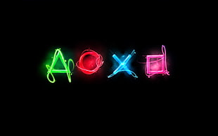 green, red, and pink Aoxo neon text
