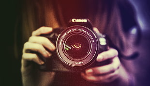 black and gray Nikon DSLR camera, vintage, photography, Canon, camera HD wallpaper