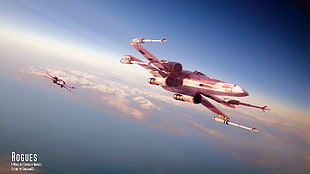 Star Wars spaceship illustration, Star Wars, X-wing, sky HD wallpaper