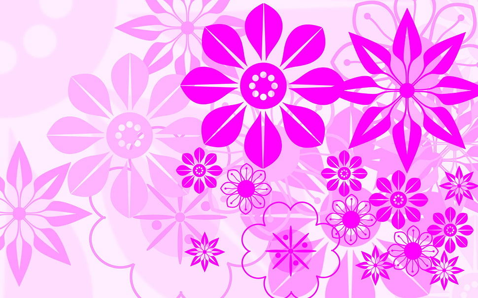 pink and purple floral digital wallpaper, simple background, pink, flowers, abstract HD wallpaper