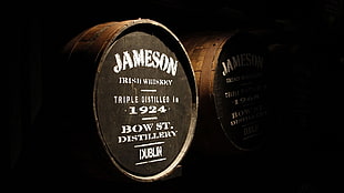 Jameson Irish Whiskey barrel, wood, wooden surface, whiskey, brand