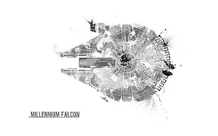 Star Wars Millennium Falcon illustration, Millennium Falcon, fan art, Star Wars, spaceship