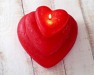 red heart shaped candle