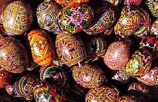 multi-colored egg decors