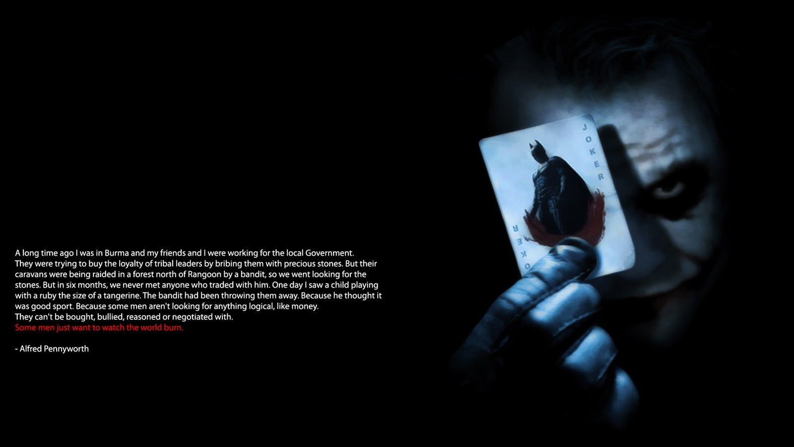 The Joker Heath Ledger, Joker, text, quote, Batman