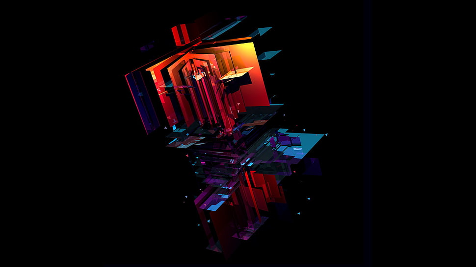 gray and red rack with lights, abstract HD wallpaper