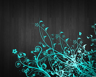 teal floral wall decal HD wallpaper